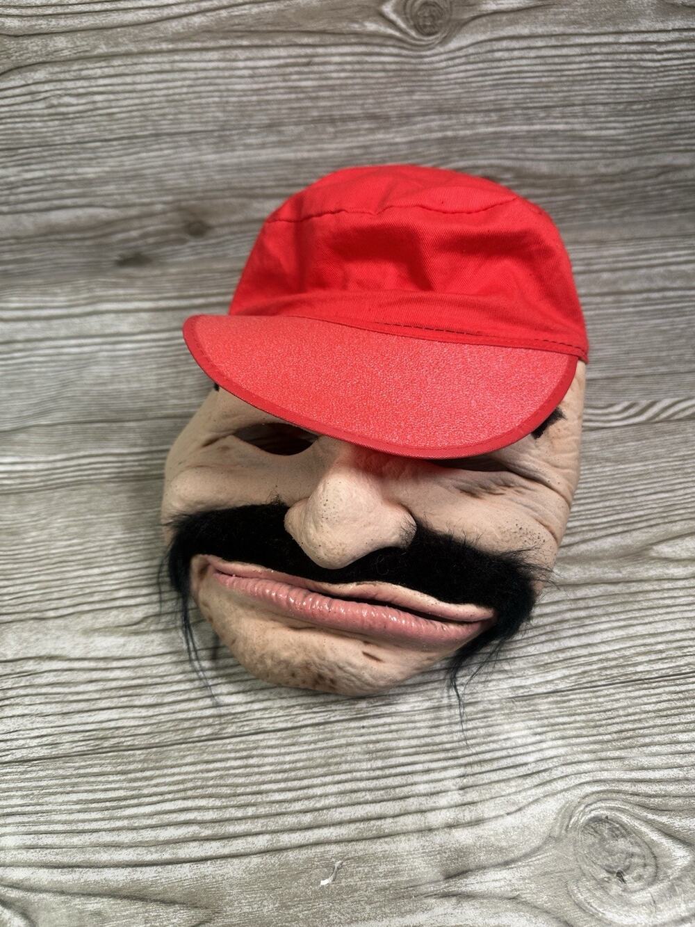 Vintage 1993 Be Something Studios Red Hat Plumber Man Mask Halloween Cosplay